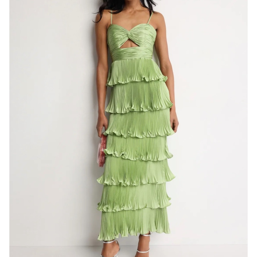 Ieena for Mac Dugal - Pleated Tiered Ruffe Gown